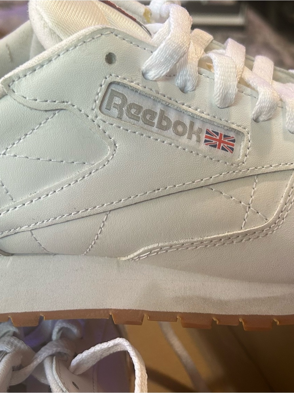 Reebok Women's White Leather Low-Top Sneakers with Gum Outsole